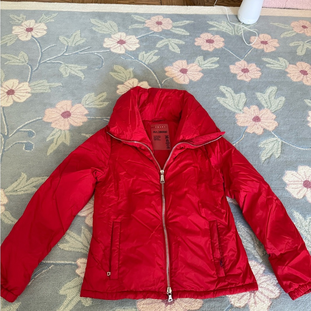 Prada Women's Vibrant Red Puffer Jacket